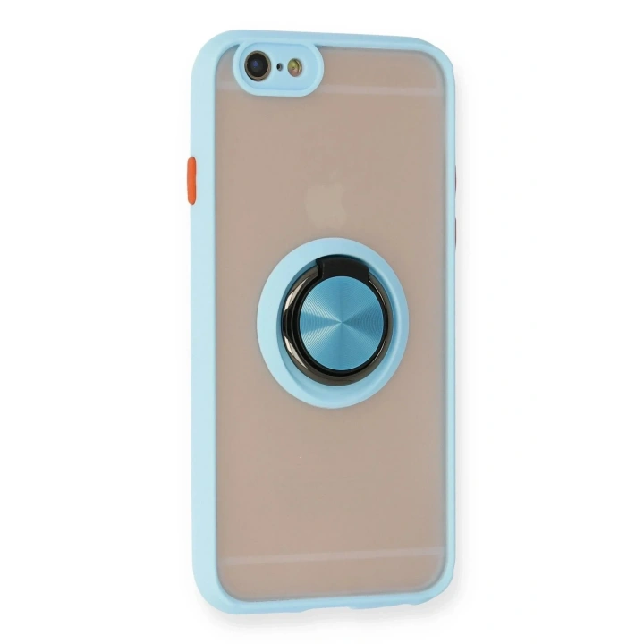 Mey İthalat®  iPhone 6 Kılıf Montreal Yüzüklü Silikon Kapak - Buz Mavi