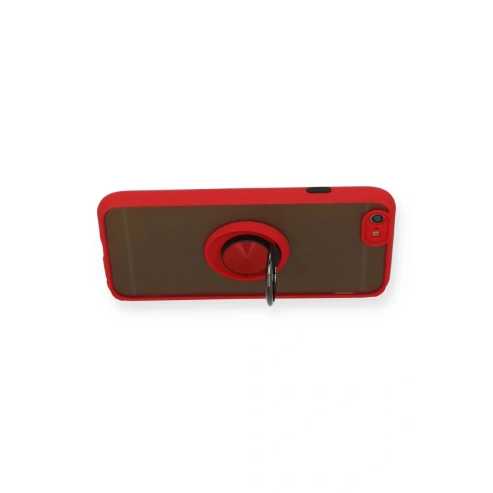 Mey İthalat®  iPhone 6 Kılıf Montreal Yüzüklü Silikon Kapak - Kırmızı
