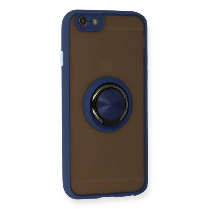 Mey İthalat®  iPhone 6 Kılıf Montreal Yüzüklü Silikon Kapak - Lacivert