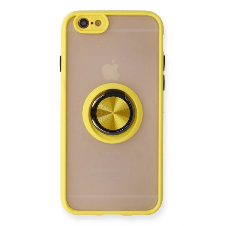 Mey İthalat®  iPhone 6 Kılıf Montreal Yüzüklü Silikon Kapak - Sarı