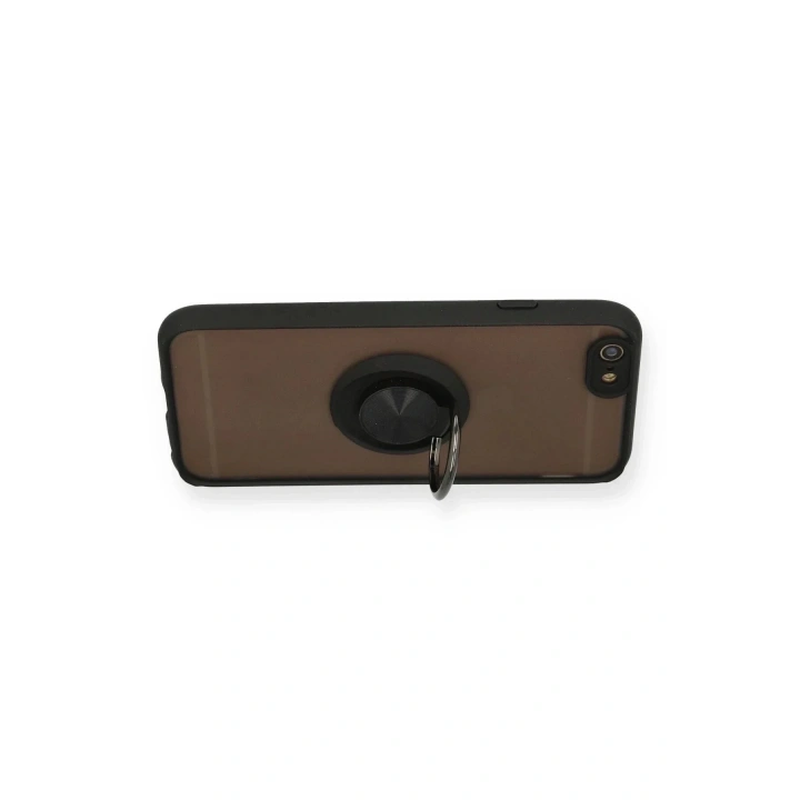 Mey İthalat®  iPhone 6 Kılıf Montreal Yüzüklü Silikon Kapak - Siyah
