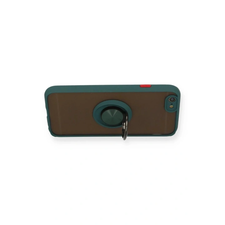 Mey İthalat®  iPhone 6 Kılıf Montreal Yüzüklü Silikon Kapak - Yeşil