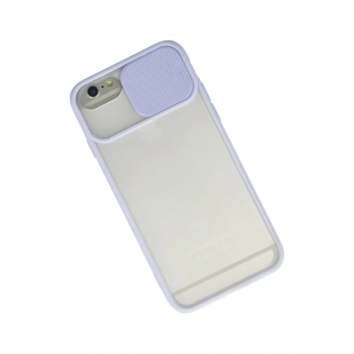 Mey İthalat®  iPhone 6 Kılıf Palm Buzlu Kamera Sürgülü Silikon - Lila