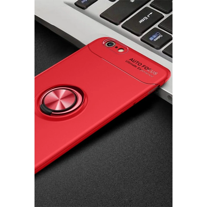 Mey İthalat®  iPhone 6 Kılıf Range Yüzüklü Silikon - Kırmızı