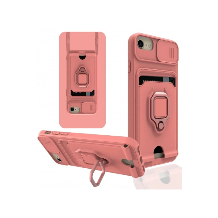 Mey İthalat®  iPhone 6 Kılıf Zuma Kartvizitli Yüzüklü Silikon - Pembe