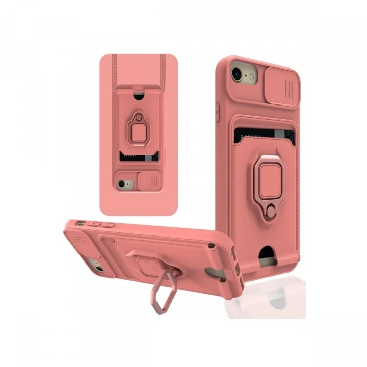 Mey İthalat®  iPhone 6 Kılıf Zuma Kartvizitli Yüzüklü Silikon - Pembe