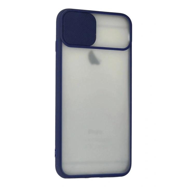 Mey İthalat®  iPhone 6 Plus Kılıf Palm Buzlu Kamera Sürgülü Silikon - Lacivert