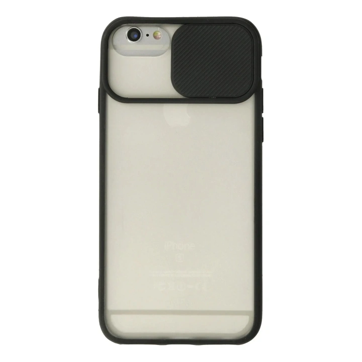 Mey İthalat®  iPhone 6 Plus Kılıf Palm Buzlu Kamera Sürgülü Silikon - Siyah