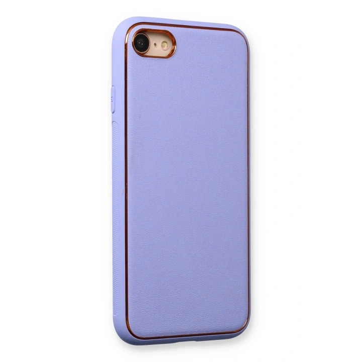 Mey İthalat®  iPhone 7 Kılıf Coco Deri Silikon Kapak - Açık Lila