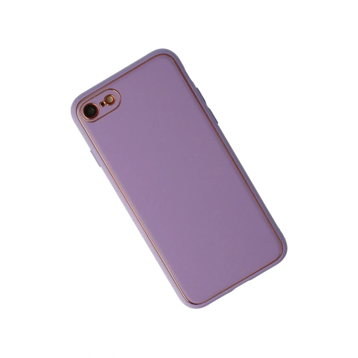 Mey İthalat®  iPhone 7 Kılıf Coco Deri Silikon Kapak - Lila