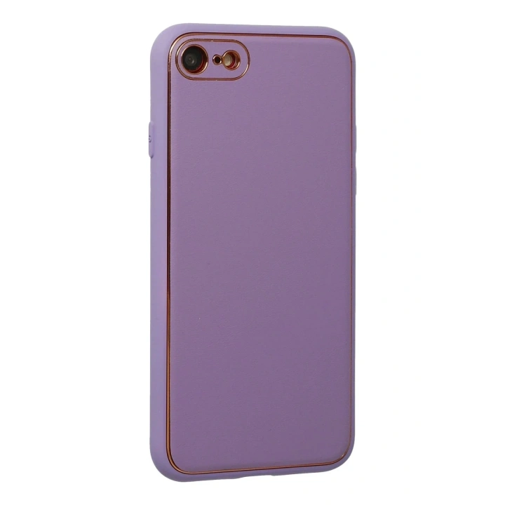 Mey İthalat®  iPhone 7 Kılıf Coco Deri Silikon Kapak - Lila