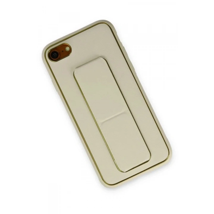 Mey İthalat®  iPhone 7 Kılıf Coco Deri Standlı Kapak - Beyaz