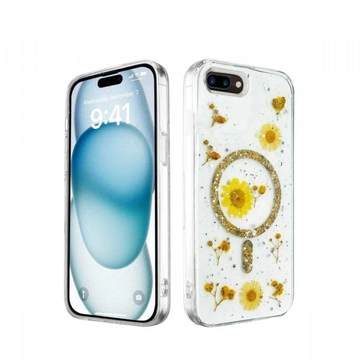 Mey İthalat®  iPhone 7 Kılıf Daisy Simli Magsafe Kapak - Gold