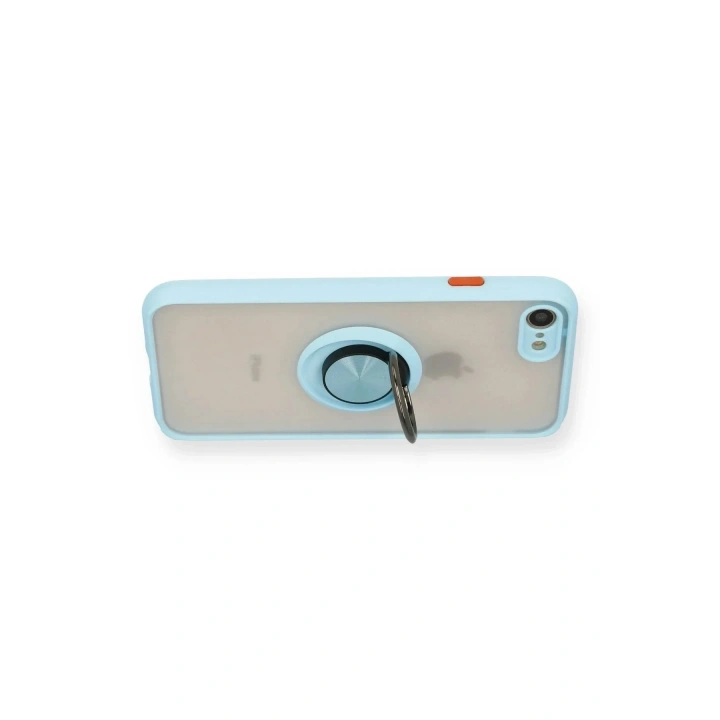 Mey İthalat®  iPhone 7 Kılıf Montreal Yüzüklü Silikon Kapak - Buz Mavi