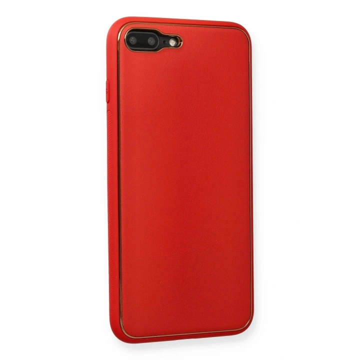 Mey İthalat®  iPhone 7 Plus Kılıf Coco Deri Silikon Kapak - Kırmızı