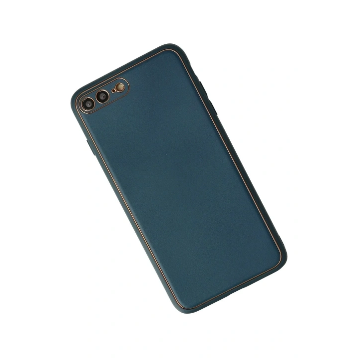 Mey İthalat®  iPhone 7 Plus Kılıf Coco Deri Silikon Kapak - Mavi