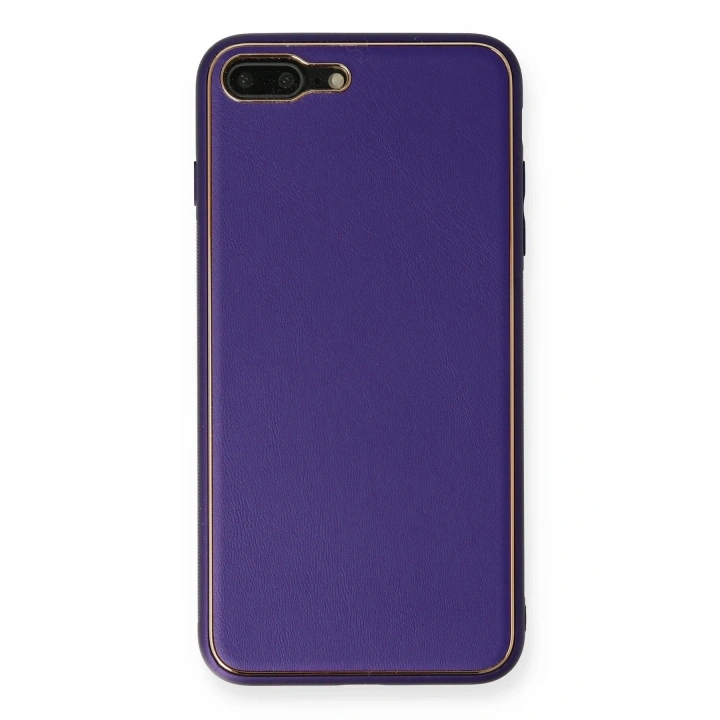 Mey İthalat®  iPhone 7 Plus Kılıf Coco Deri Silikon Kapak - Mor
