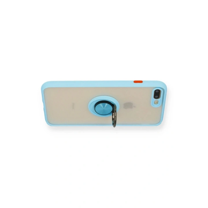 Mey İthalat®  iPhone 7 Plus Kılıf Montreal Yüzüklü Silikon Kapak - Buz Mavi