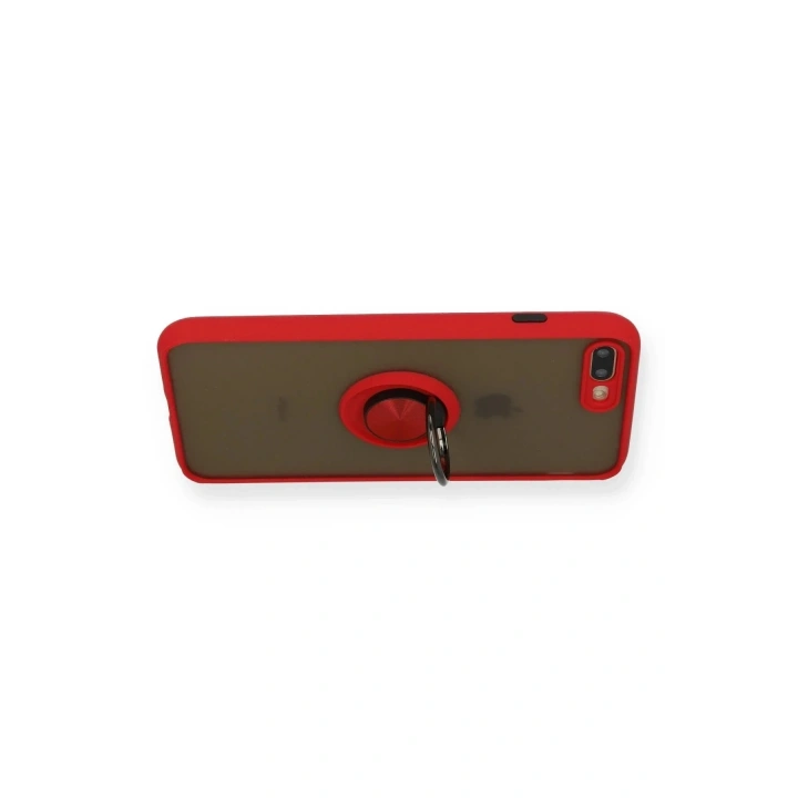 Mey İthalat®  iPhone 7 Plus Kılıf Montreal Yüzüklü Silikon Kapak - Kırmızı