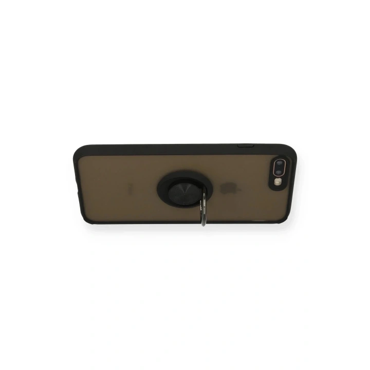 Mey İthalat®  iPhone 7 Plus Kılıf Montreal Yüzüklü Silikon Kapak - Siyah