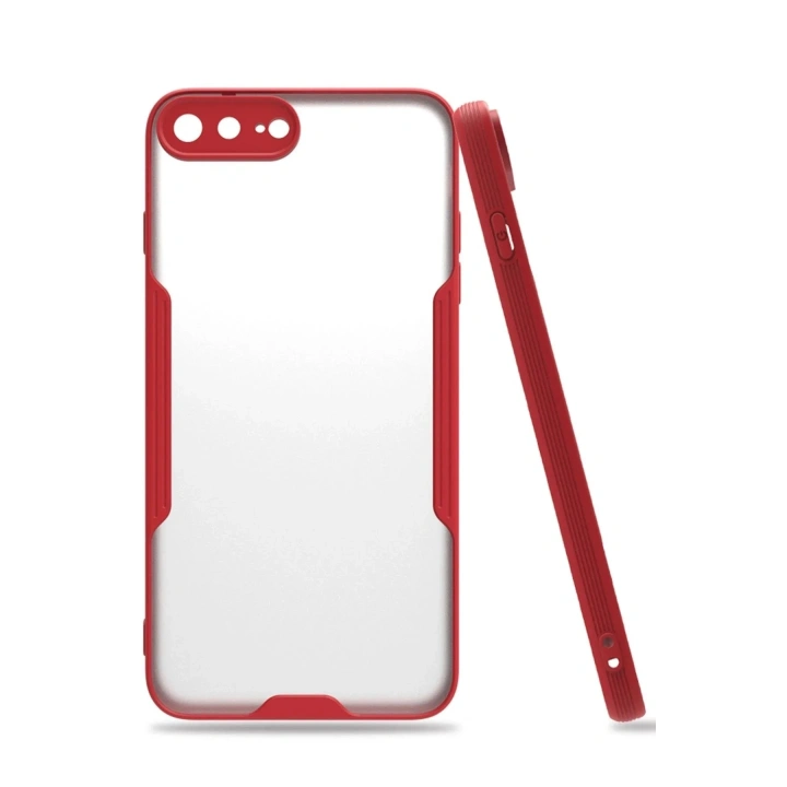 Mey İthalat®  iPhone 7 Plus Kılıf Platin Silikon - Kırmızı