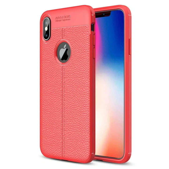 Mey İthalat®   iPhone X Kılıf Auto Focus Kapak - Kırmızı