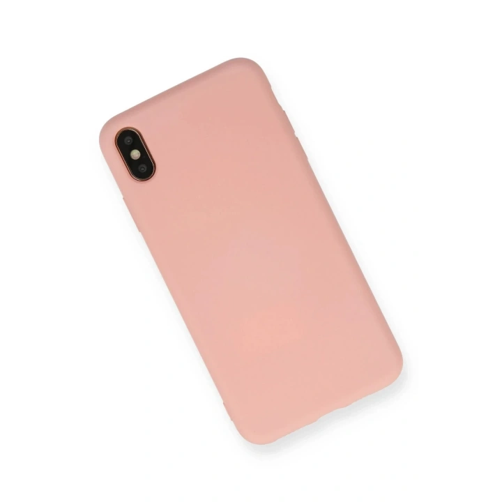 Mey İthalat®  iPhone X Kılıf Nano içi Kadife Silikon - Pudra