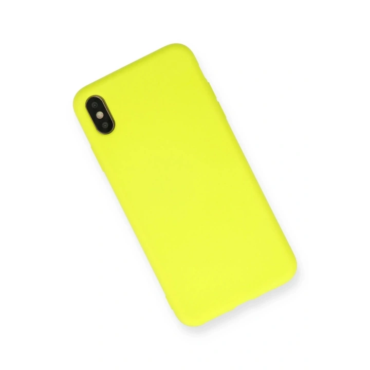 Mey İthalat®  iPhone X Kılıf Nano içi Kadife Silikon - Sarı