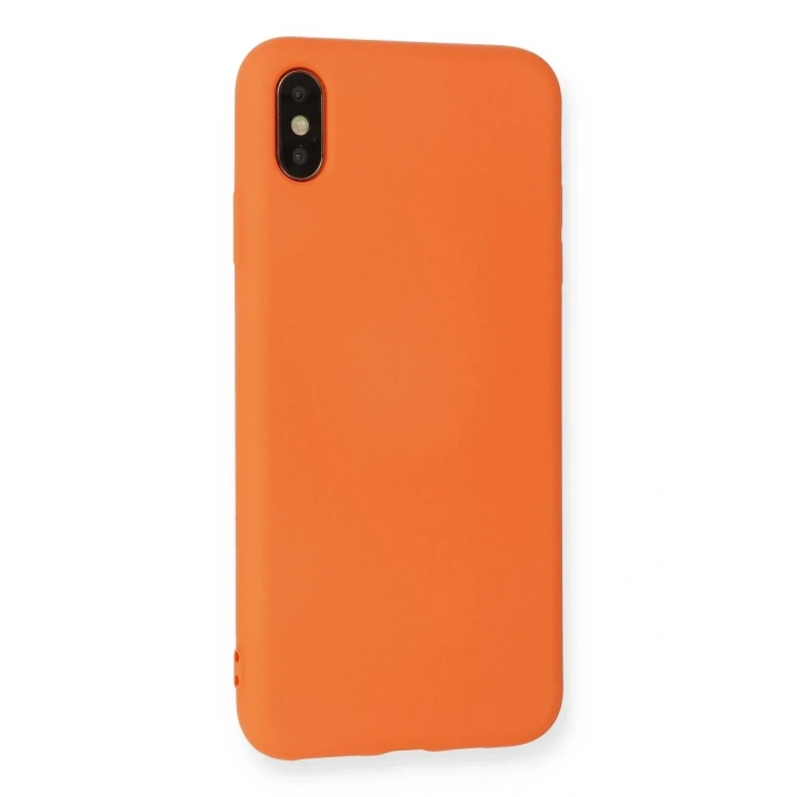 Mey İthalat®  iPhone X Kılıf Nano içi Kadife Silikon - Turuncu