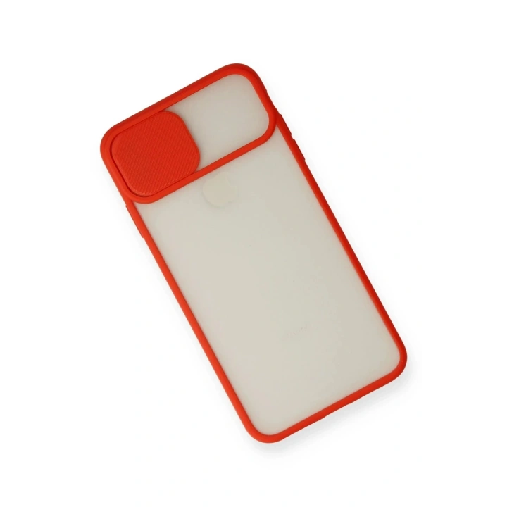 Mey İthalat®  iPhone X Kılıf Palm Buzlu Kamera Sürgülü Silikon - Kırmızı