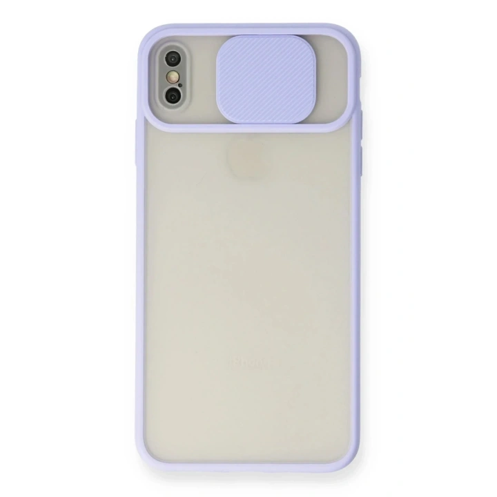 Mey İthalat®  iPhone X Kılıf Palm Buzlu Kamera Sürgülü Silikon - Lila