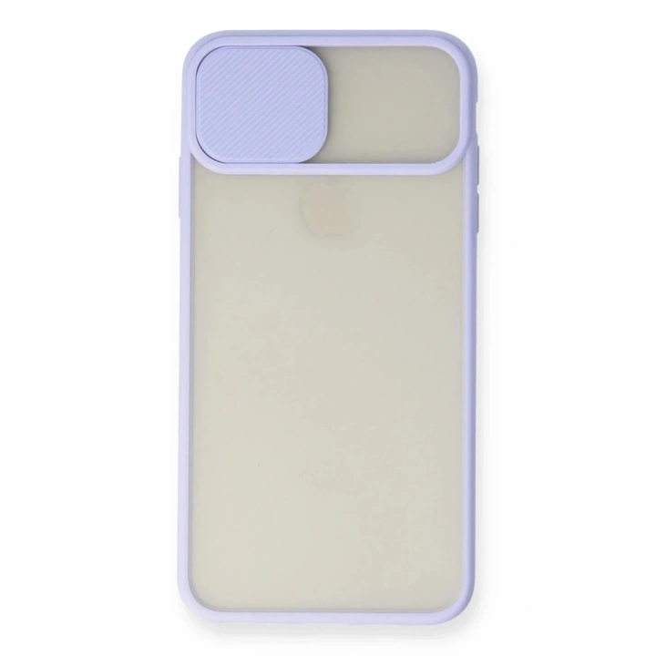 Mey İthalat®  iPhone X Kılıf Palm Buzlu Kamera Sürgülü Silikon - Lila