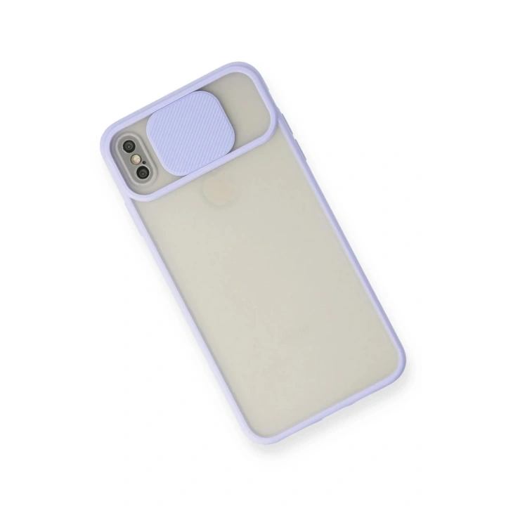 Mey İthalat®  iPhone X Kılıf Palm Buzlu Kamera Sürgülü Silikon - Lila