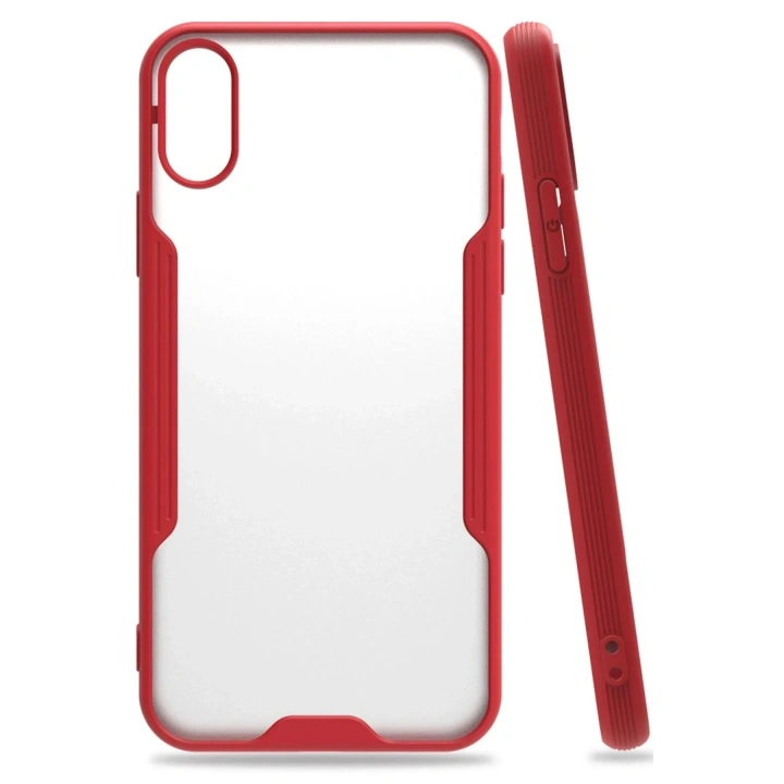 Mey İthalat®  iPhone X Kılıf Platin Silikon - Kırmızı