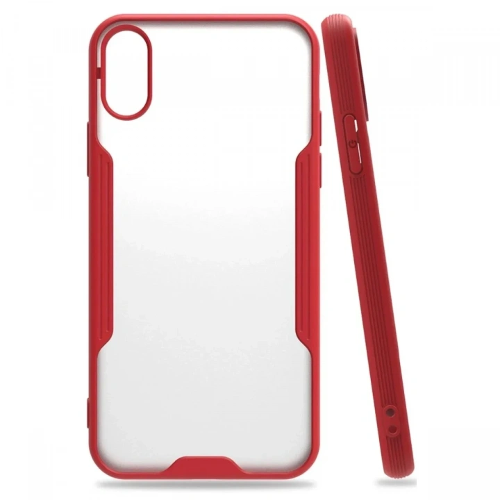 Mey İthalat®  iPhone X Kılıf Platin Silikon - Kırmızı