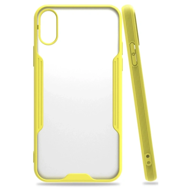 Mey İthalat®  iPhone X Kılıf Platin Silikon - Sarı