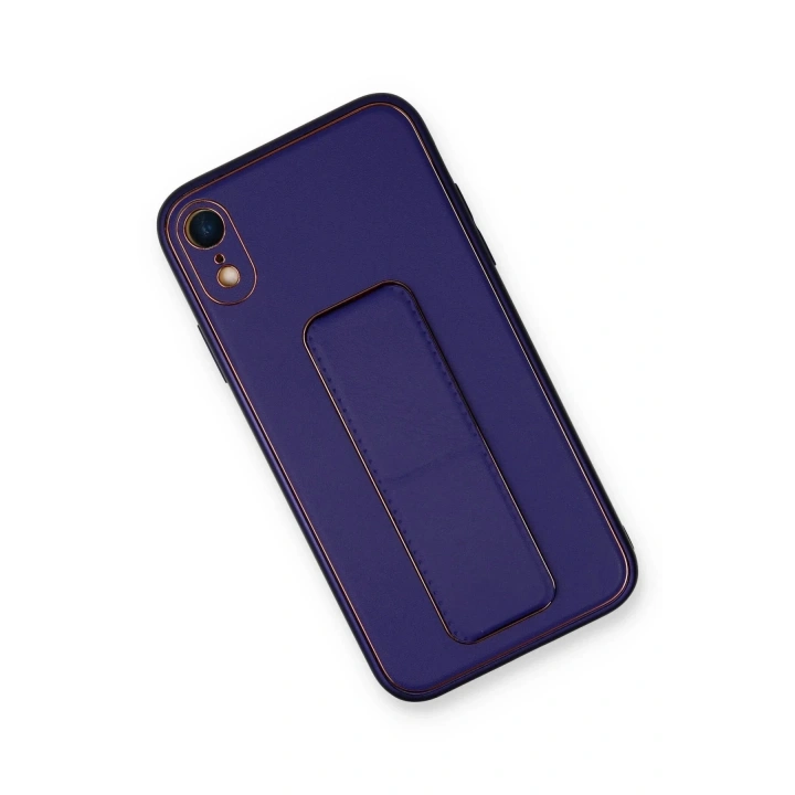 Mey İthalat®  iPhone XR Kılıf Coco Deri Standlı Kapak - Mor
