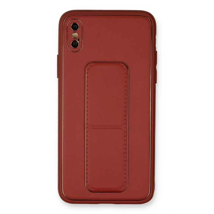 Mey İthalat®  iPhone XS Max Kılıf Coco Deri Standlı Kapak - Fuşya
