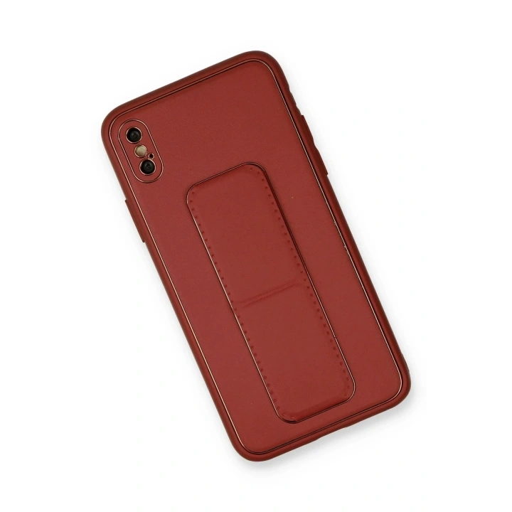 Mey İthalat®  iPhone XS Max Kılıf Coco Deri Standlı Kapak - Fuşya