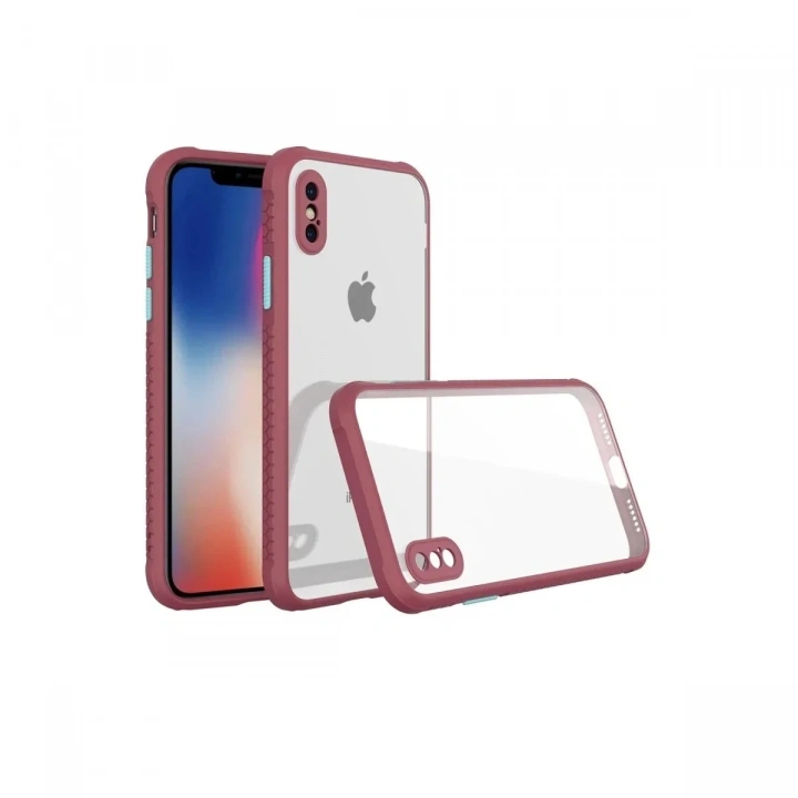 Mey İthalat®  iPhone XS Max Kılıf Miami Şeffaf Silikon - Fuşya