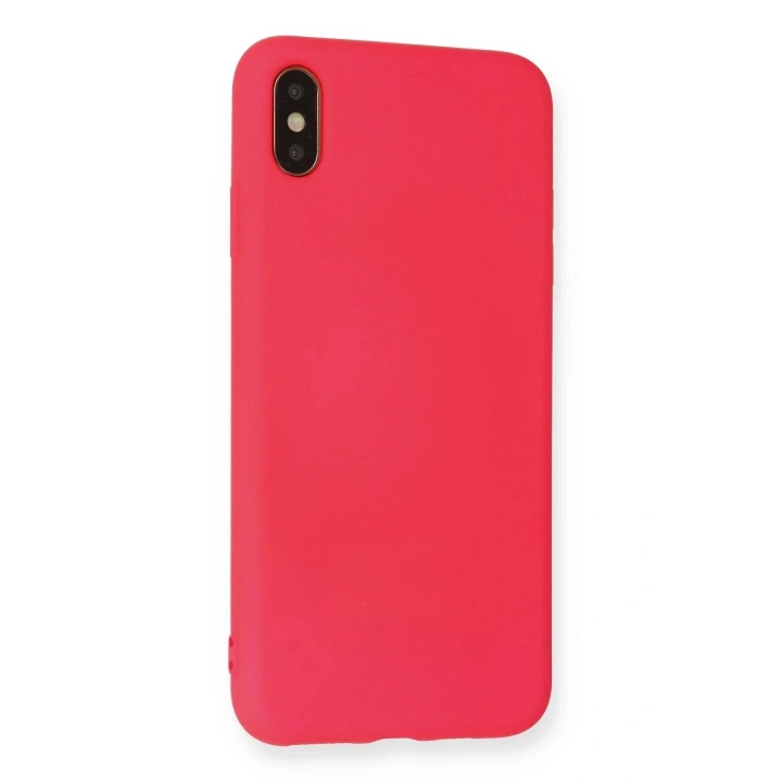 Mey İthalat®  iPhone XS Max Kılıf Nano içi Kadife Silikon - Koyu Pembe