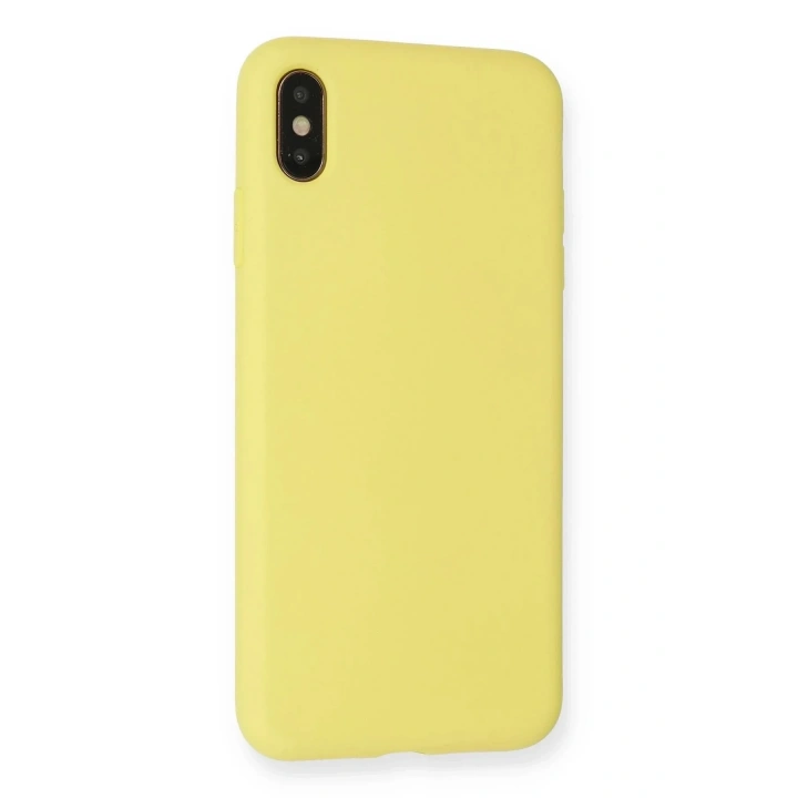 Mey İthalat®  iPhone XS Max Kılıf Nano içi Kadife Silikon - Mat Sarı