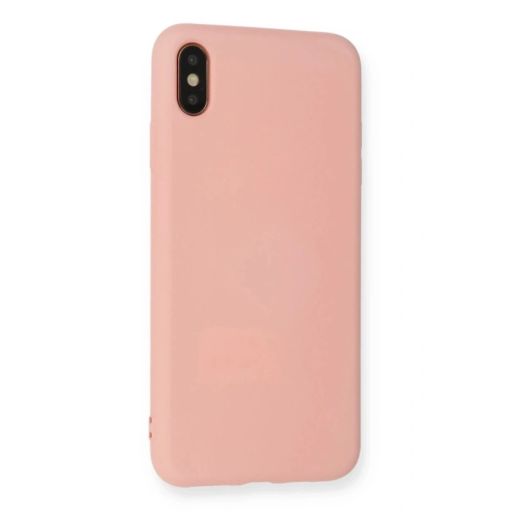 Mey İthalat®  iPhone XS Max Kılıf Nano içi Kadife Silikon - Pudra