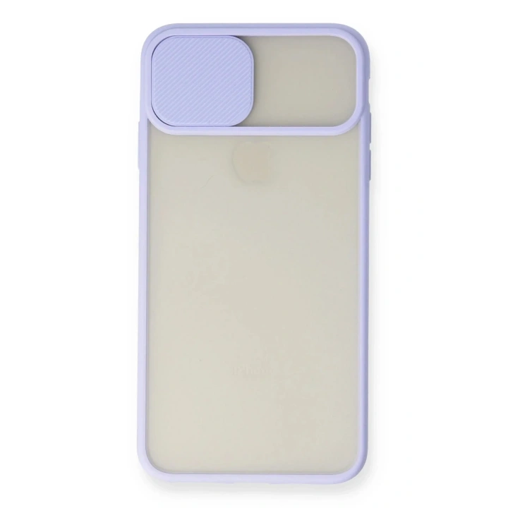 Mey İthalat®  iPhone XS Max Kılıf Palm Buzlu Kamera Sürgülü Silikon - Lila