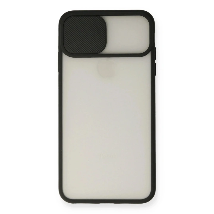 Mey İthalat®  iPhone XS Max Kılıf Palm Buzlu Kamera Sürgülü Silikon - Siyah
