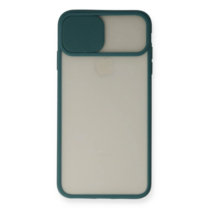 Mey İthalat®  iPhone XS Max Kılıf Palm Buzlu Kamera Sürgülü Silikon - Yeşil