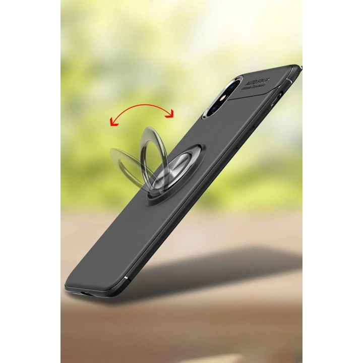 Mey İthalat®  iPhone XS Max Kılıf Range Yüzüklü Silikon - Mavi