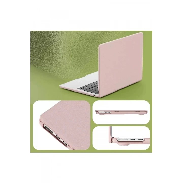 Mey İthalat®  Macbook Air 15 2024 Macbook Deri Kapak - Pembe