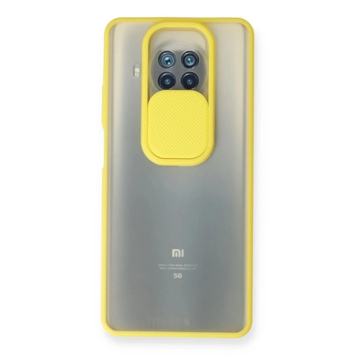 Mey İthalat®   Mi 10T Lite Kılıf Palm Buzlu Kamera Sürgülü Silikon - Sarı