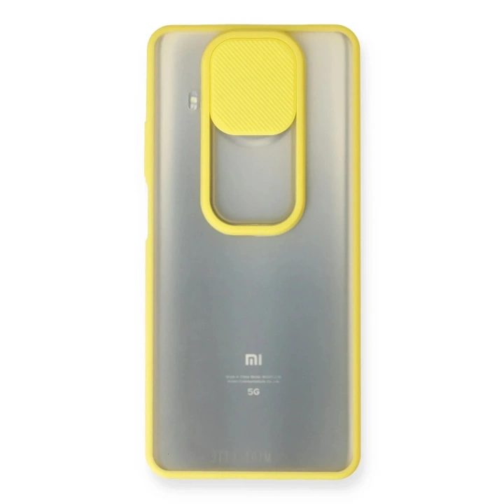 Mey İthalat®   Mi 10T Lite Kılıf Palm Buzlu Kamera Sürgülü Silikon - Sarı